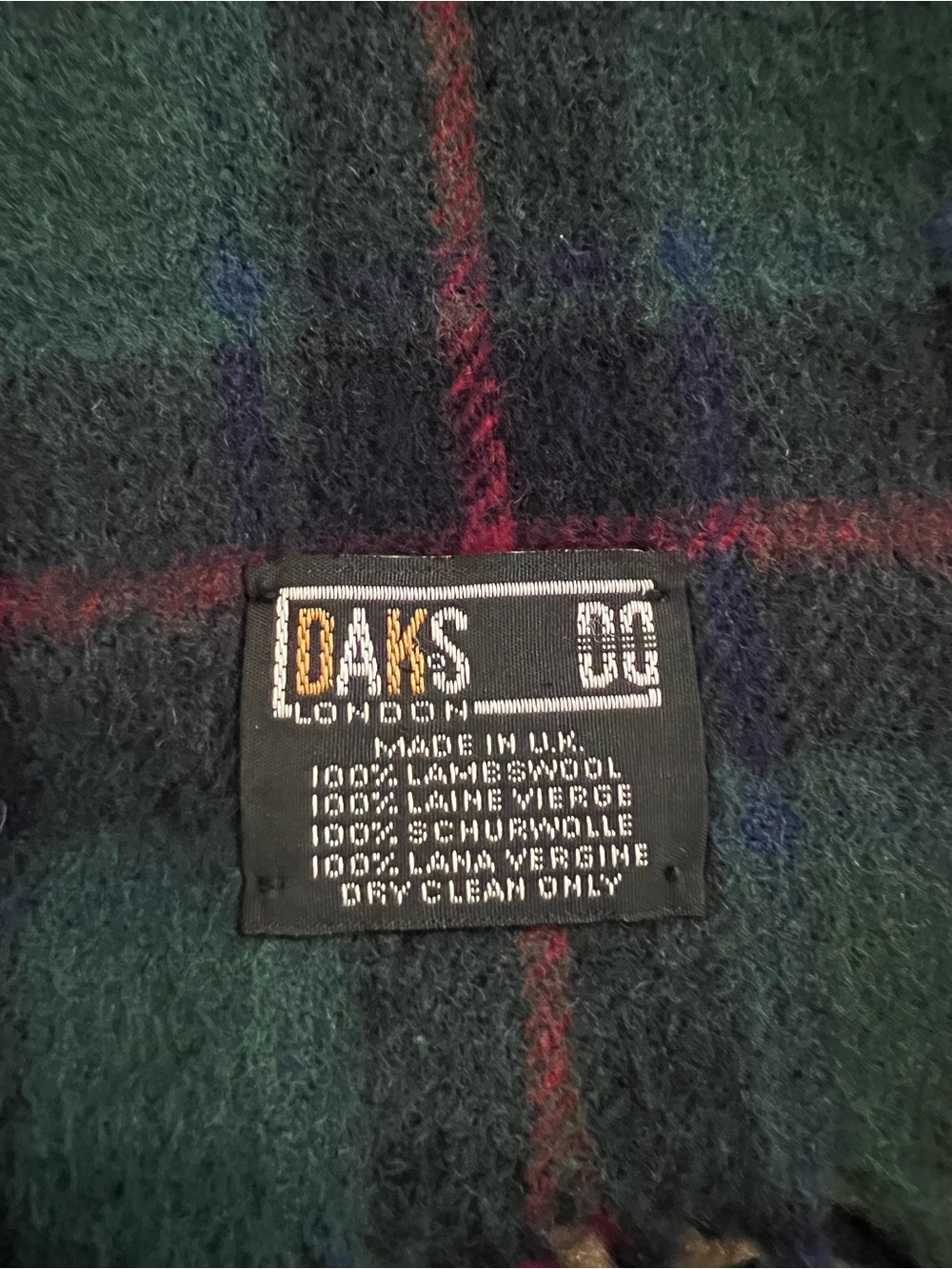 DAKS Men’s Dark Green Plaid Scarf